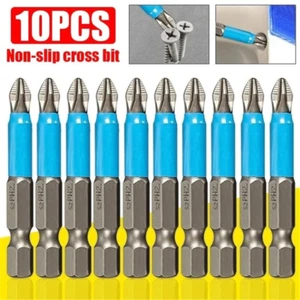 10Pcs 50mm PH2 Cross bit drill Head Screwdriver Bits Hand Tools Anti Slip - Foto 1 di 1