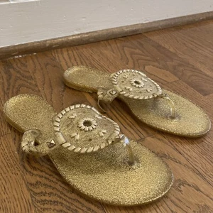 Jack Rogers Size 6 Georgica Clear Gold Sparkle Jelly Sandals - Picture 1 of 7