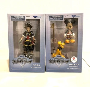 Lot of 2-Disney Kingdom Hearts Sora & Mickey w/Pluto Action Figures Diamond NIB - Picture 1 of 4