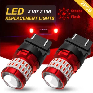3157 Red LED Strobe Flashing Brake Tail Light Bulbs for 03-16 Ram 1500 2500 3500 - Picture 1 of 13