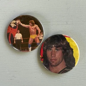 2 Vintage Pinback Buttons WWF Wrestling Kerry Von Erich Wrestling 1980s - Picture 1 of 7