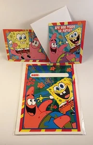 Bob Esponja 16 Cada Invitación Gracias Postales Tratar/Botín Bolsas Fiesta Suministros - Imagen 1 de 7