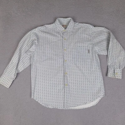Vintage Guess Jeans Shirt Mens Medium White Blue Button Down USA Made - Image 1 of 4