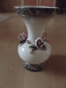 Blumenvase von Bassano , Rosendekor Vintage H:28 cm - Bild 1 von 2