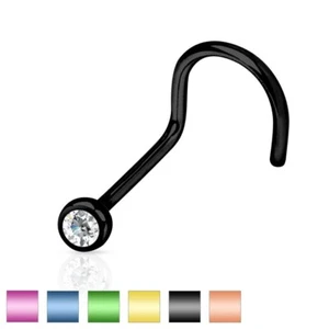 Piercing Nose Curved Titanium Rhinestone - Picture 1 of 4