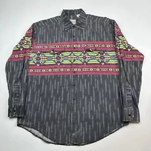 Camisa Western Plains Trading Para Hombre XL Desteñida Negra Navajo Manga Larga Western - Imagen 1 de 9