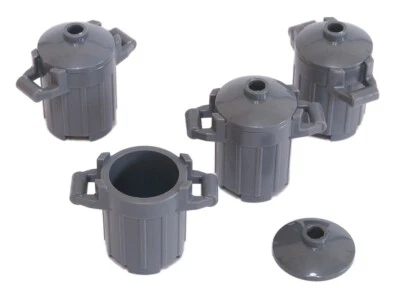 LEGO - 4 Mülleimer mit Deckel dunkelgrau / Mülltonne Eimer / 92926 4740 NEUWARE