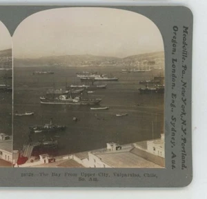 Bay from Upper City Valparaiso Chile S.A. Keystone Stereoview - Picture 1 of 2