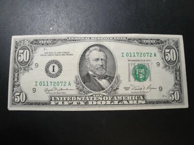 (1) $50.00 Series 1981 Federal Reserve Note XF+ Crculated Condition - Image 1 of 3