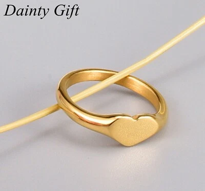 Anillo Estilo Francés Moda Mujer/Niña Corazón Amor Titanio Acero Inoxidable 6-8 Foto 1 de 4