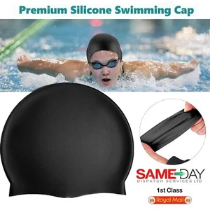 Sombrero de natación de silicona fácil ajuste adulto gorra para hombre mujer unisex impermeable - Imagen 1 de 11