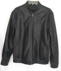 Ladies Leather Biker Jacket by Charles Klein Sz S Black Quilted Lining Pre-owned - Picture 1 of 8
