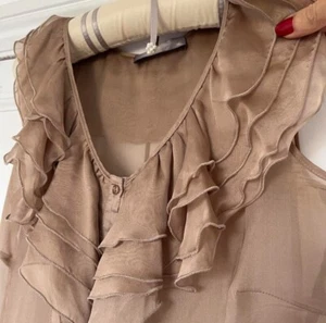 RRP £89 Designer HALLHUBER 100% Pure Silk Blouse Top Size S BNWOT - Picture 1 of 3