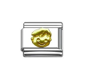 Charms italiano 9 mm E21 placcato oro ragazzo adatto per bracciale misura classica - Foto 1 di 1