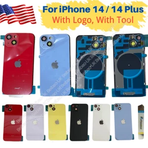 Vitre arrière de remplacement boîtier porte pour iPhone 14 /14 Plus avec objectif caméra - Photo 1 sur 16