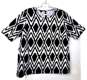 Talbots Women's Short Sleeve Black White Geometric Diamond Pattern Shirt Size 18 - Picture 1 of 8