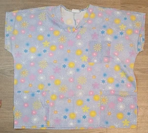 WOMAN'S JIJ SCRUBS 2XL SCRUB TOP SHIRT FLOWER MULTI COLORED - Picture 1 of 4
