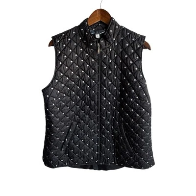 Karen Scott Quilted Vest Womrns Sz L full zipper lined B-7 - Image 1 of 4