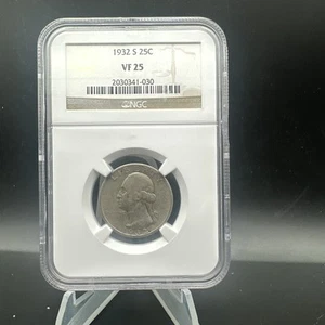 1932-S 25c Washington Silver Quarter - NGC VF25 - Key Date - Picture 1 of 6