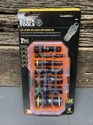 Klein Tools 65618 KNECT Flip-10 Heavy Duty Impact Socket Set SAE 8-Piece - NEW - Image 1 of 4