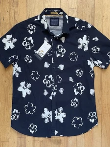 Cactus Man Ricky Singh Sz M Bold Abstract Navy & White NWT Short Sleeve Shirt - Picture 1 of 5