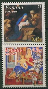 Spanien 2001 Weihnachten Gemälde ZD aus Block 3669/70 postfrisch - Bild 1 von 1