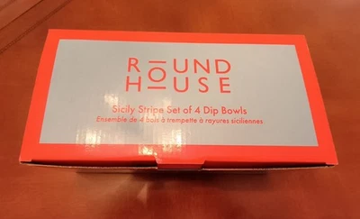 Juego de 4 cuencos de inmersión Round House Sicily a rayas NUEVO EN CAJA Foto 1 de 4