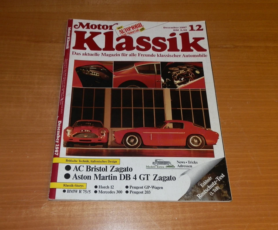Motor Klassik 12/1987, Aston Martin DB 4 GT Zagato, Horch 12, Peugeot 203. - Bild 1 von 1
