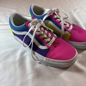 Vans Old Skool Womans Neon Multi-Color Skate Purple Hot Pink Blue 500714 - Picture 1 of 8