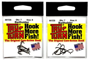 2 PACKS Tru Turn Size 8 Down Eye Baitholder Hook Bronze 7 Count Package 307ZS - Picture 1 of 21