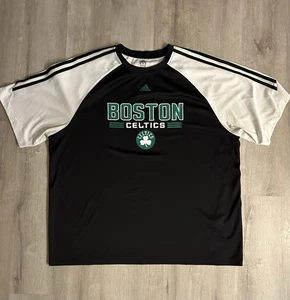 Adidas Boston Celtics Short Sleeve Warmup Jersey Black w/White Raglan Sleeves XL - Picture 1 of 10