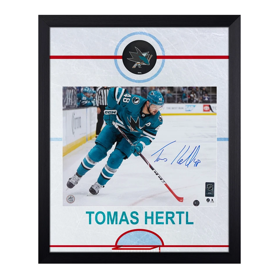 Tomas Hertl Autographed San Jose Sharks Rink Graphic 19x23 Frame - Image 1 of 2