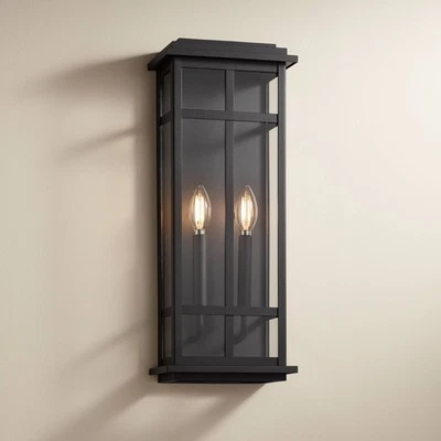 Possini Euro Metrix 20" High Black 2-Light Rectangular Wall Sconce - Image 1 of 4