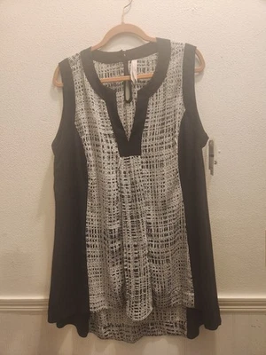 Melissa McCarthy семь 7 женщин sz 1 X без рукавов черный белый туника верхний новый с Ярлыками #2 - Изображение 1 из 4