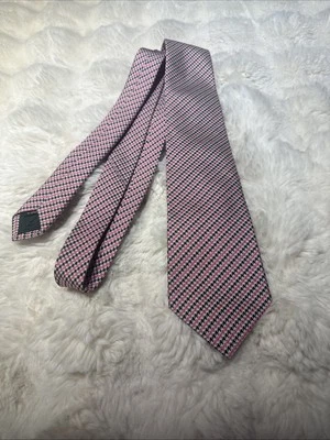 Corbata de hombre Lauren Ralph Lauren roja pata de gallo 100 % seda hecha a mano Foto 1 de 4