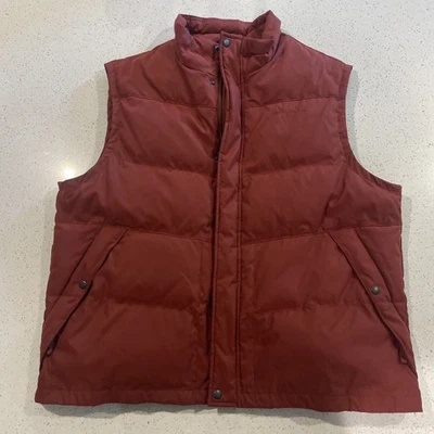Eddie Bauer EB550 Puffer Vest Dark Red Full Zip Mens 2XL Goose Down Filled - Image 1 of 4