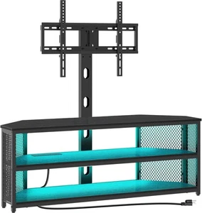 TV Stand with Mount and Power Outlet, Swivel TV Stand with LED Lights for 32/... - Picture 1 of 7
