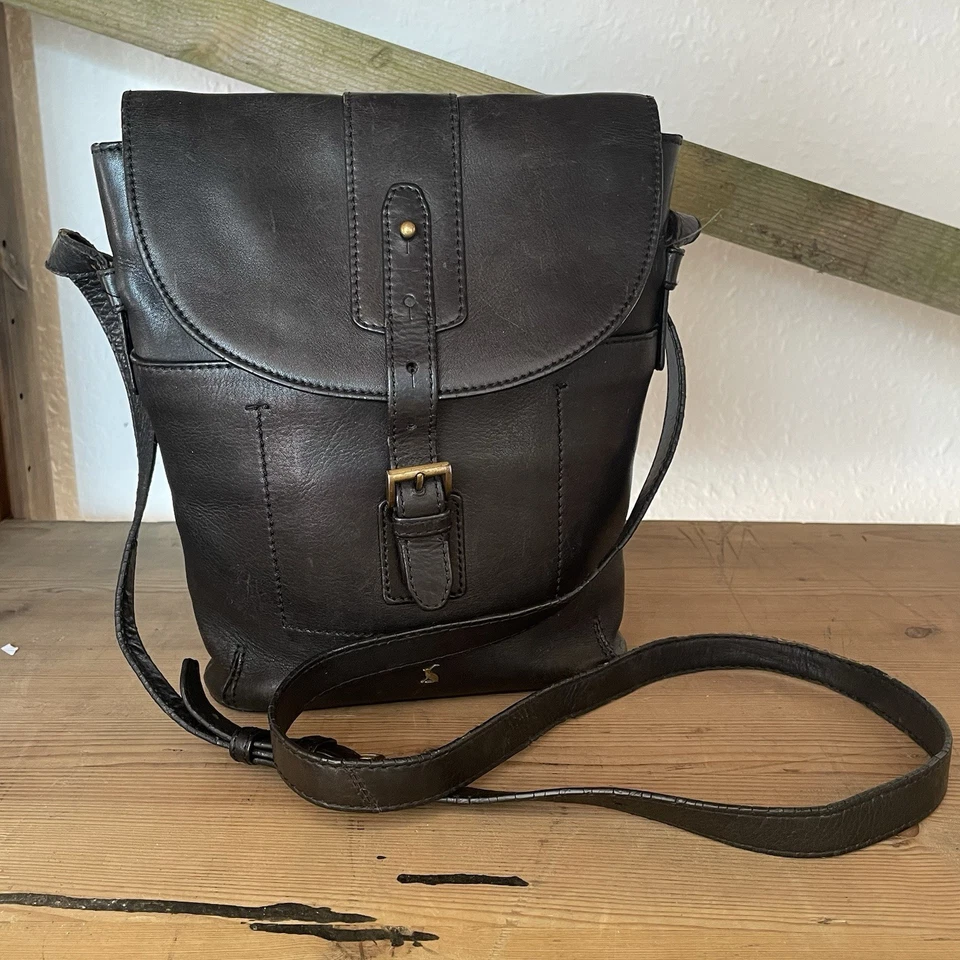 Joules Black Leather Bag Bucket Crossbody Tourer Small - image 1 of 4
