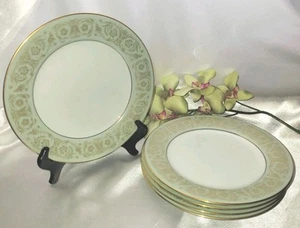 Platos de ensalada/postre Noritake Fine China Visconde de colección (6) borde verde claro/dorado - Imagen 1 de 6