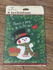 Vintage HALLMARK Christmas Party INVITATIONS~Set of 8~SNOWMAN 5”x 3.75” NEW - Picture 1 of 5