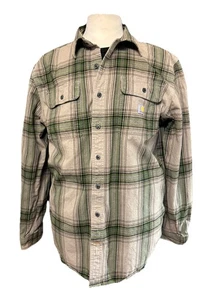 Carhartt Rugged Flex Flannel Loose Fit Green Plaid Shirt Mens Large VGC - Picture 1 of 10