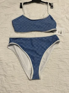 Beach Riot DENIM DAZE Hester bikini nuoto fondo e top US Large nuovo con etichette prezzo al pubblico 196,00 - Foto 1 di 10