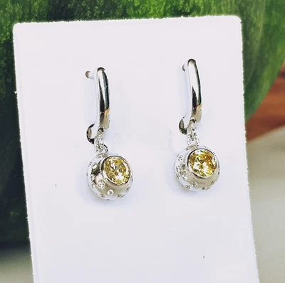 SCHMUCK-STCK OHRRINGE 925 SILBER ZIRKONIA GRÜN rund Hänger weiß A NEU Facetten - Bild 1 von 2