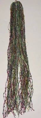 Vintage Handmade Women’s Fabric Fringe Necklace String Scarf Pink Green Boho - Image 1 of 4