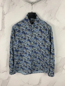 Camisa de vestir ajustada Stenstroms para hombre talla M patrón floral algodón botón recortado - Imagen 1 de 15