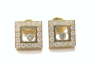Chopard 18K Yellow Gold Large Happy Diamond Earrings 0.68CT - Picture 1 of 4