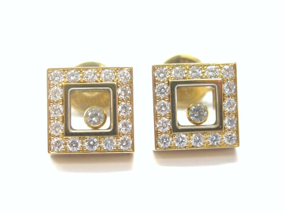 Chopard 18K Yellow Gold Large Happy Diamond Earrings 0.68CT - Image 1 of 4
