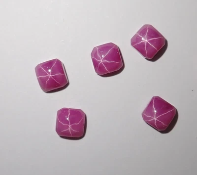Opaque Star Ruby Square 4x4 mm Cabochon 6 Rayed Lab-created Stone 5 pcs Lot - Image 1 of 4