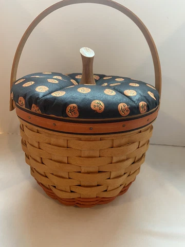 Longaberger 1995 Halloween Pumpkin Basket Combo w/ Pro, Liner, Lid RETIRED VTG Cover