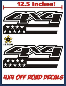 4x4 Truck Decal Set GLOSS BLACK Chevrolet Silverado GMC Sierra Colorado Canyon - Picture 1 of 2